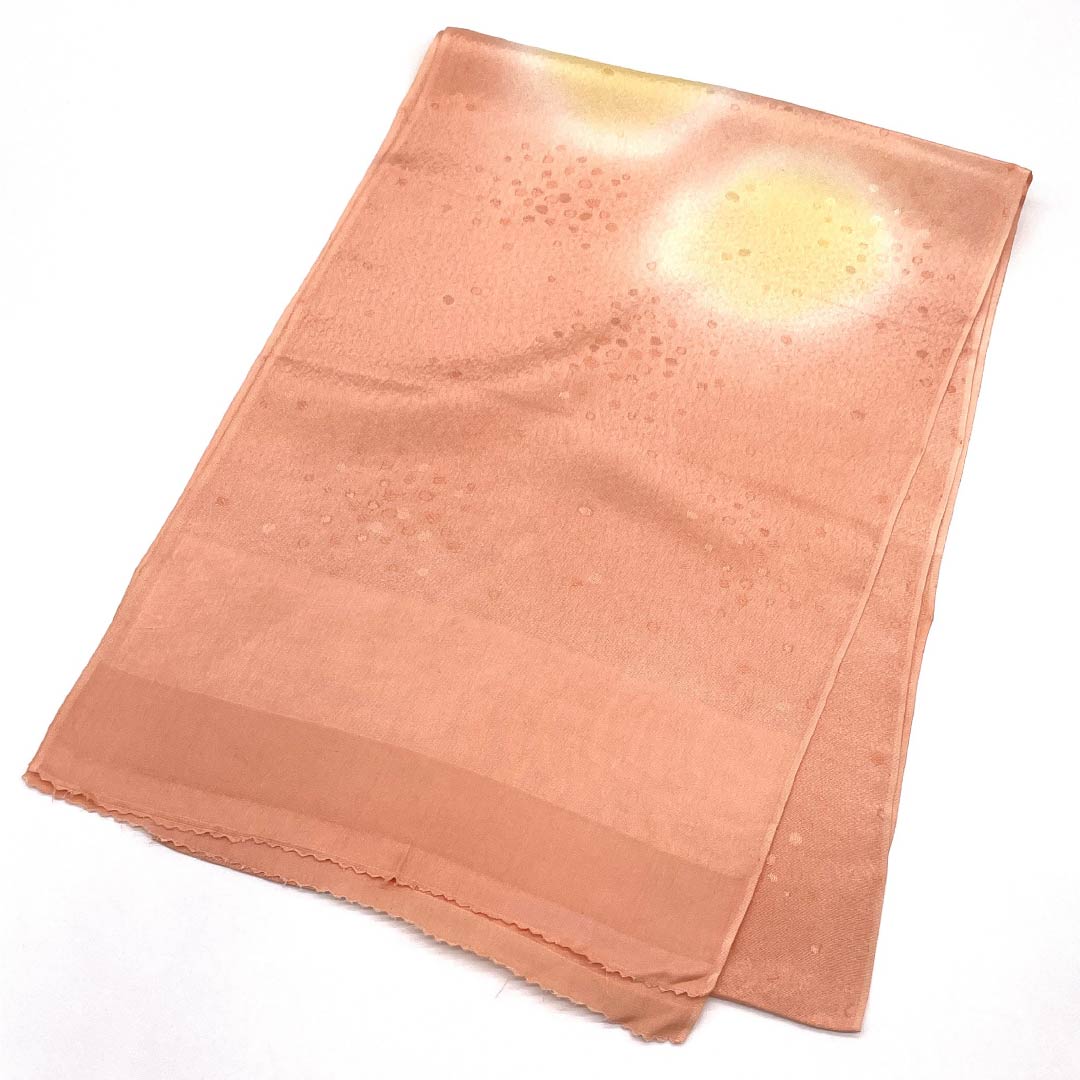 Casual Obiage (Sash) made of pure silk, S-rank, Tokiiro (Toki-iro) with dots and a round design, approximately 176cm long and 30cm wide, in pink. Product code: 1136001942913