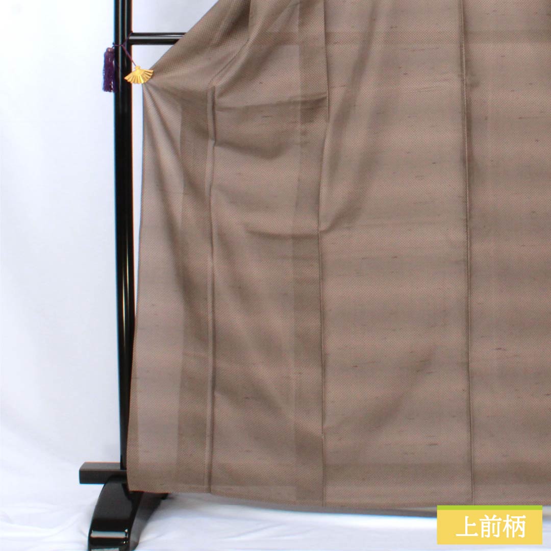 紬 正絹 Sランク 身丈168.5cm 裄丈67cm 栗鼠色（くりねずいろ） 横段 単衣 茶系 1116004742514