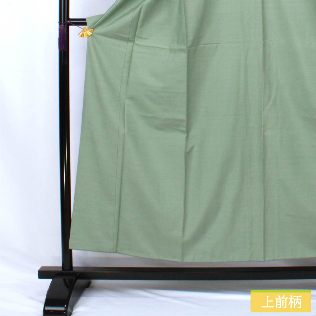 色無地 正絹 Sランク 身丈155cm 裄丈62.5cm 錆青磁色（さびせいじいろ） 一つ紋 蔦 紬地 袷 緑系 1114002692319