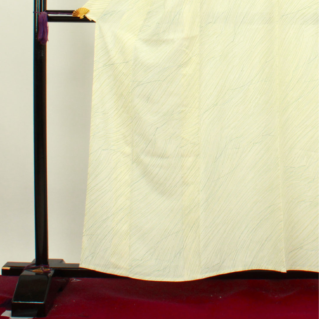 夏物 正絹 小紋 身丈158.5cm 裄丈62.5cm 乳白色（にゅうはくしょく） 抽象模様   絽 Aランク クリーム系 1132000753315