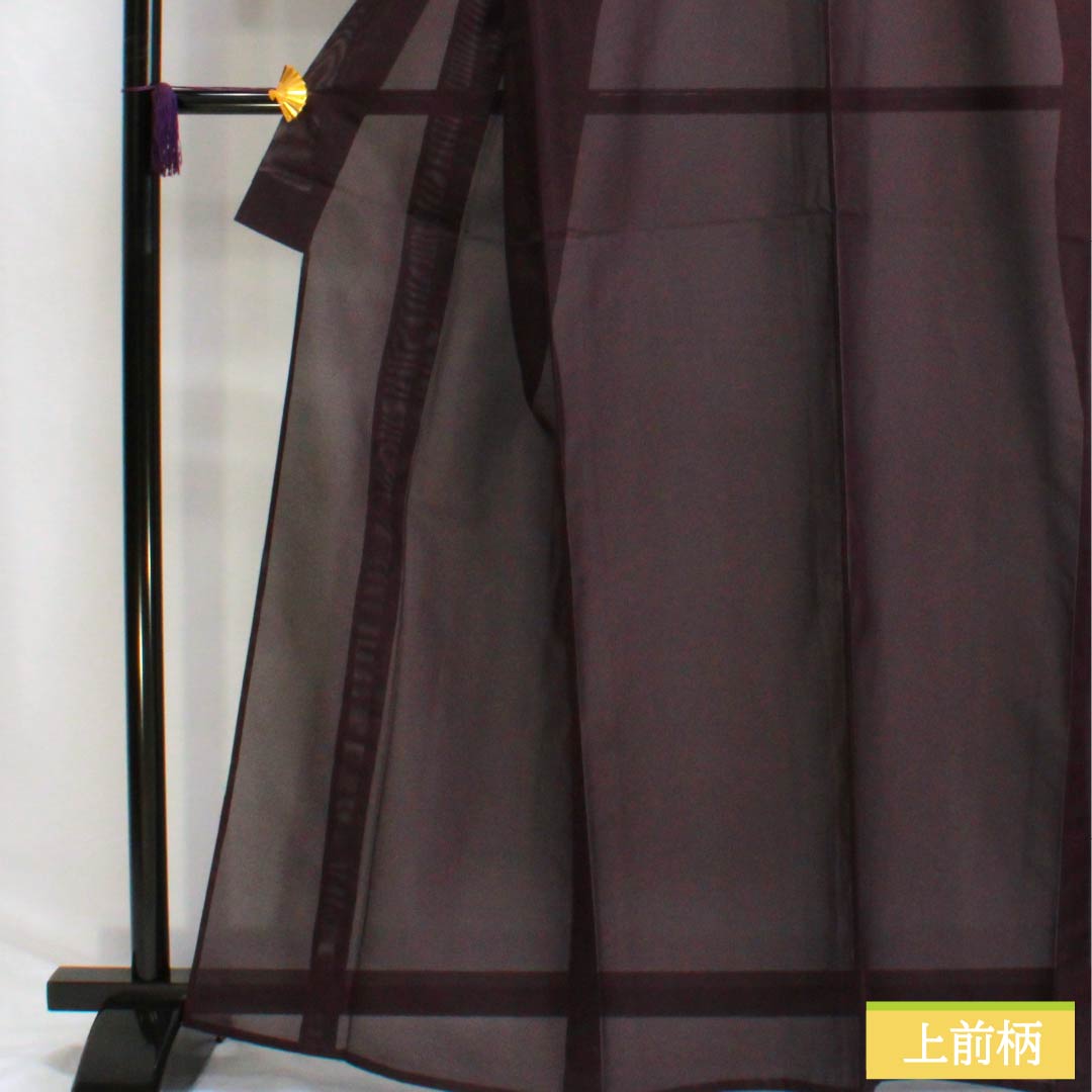 夏物 ポリエステル 色無地 Sランク 身丈164cm 裄丈65cm 二人静色（ふたりしずかいろ） 一つ紋 五三桐 洗える着物 絽 紫系 1132002962420