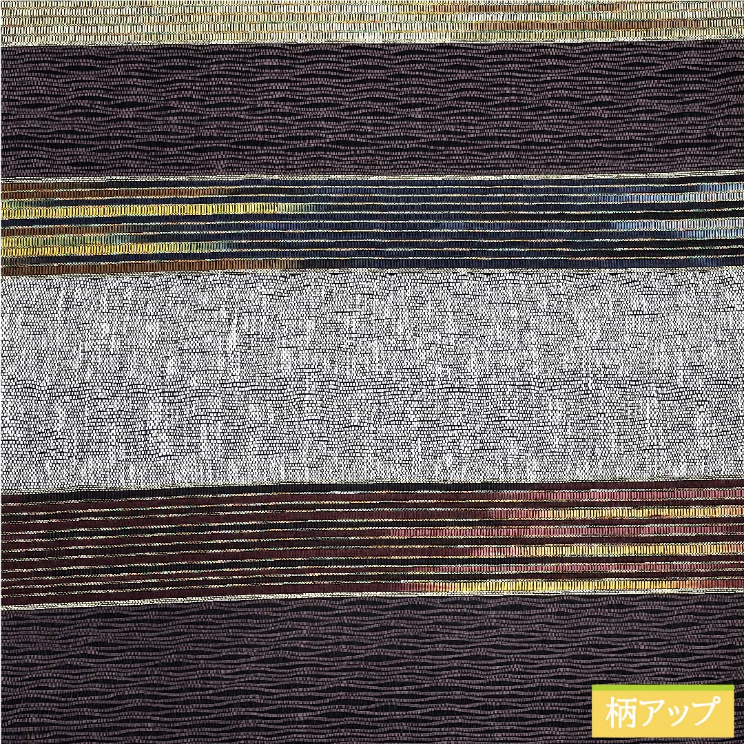 袋帯 錫色（すずいろ） 横段 シンプル 帯丈449cm 正絹 Sランク 全通 カジュアル グレー系 1123010182322