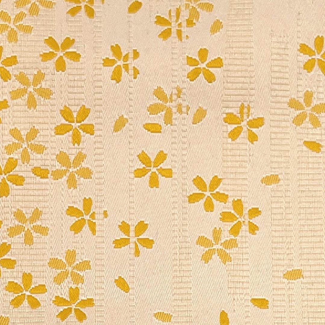 半幅帯 ポリエステル 練色（ねりいろ） 桜 浴衣用 リバーシブル 帯丈354cm クリーム系 Sランク 1125002092315