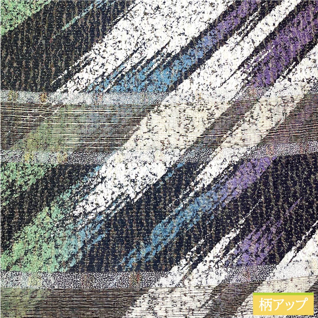 袋帯 鉄色（てついろ） 幾何学模様 帯丈456cm 正絹 Sランク 全通 セミフォーマル グラデーション系 1123010722499