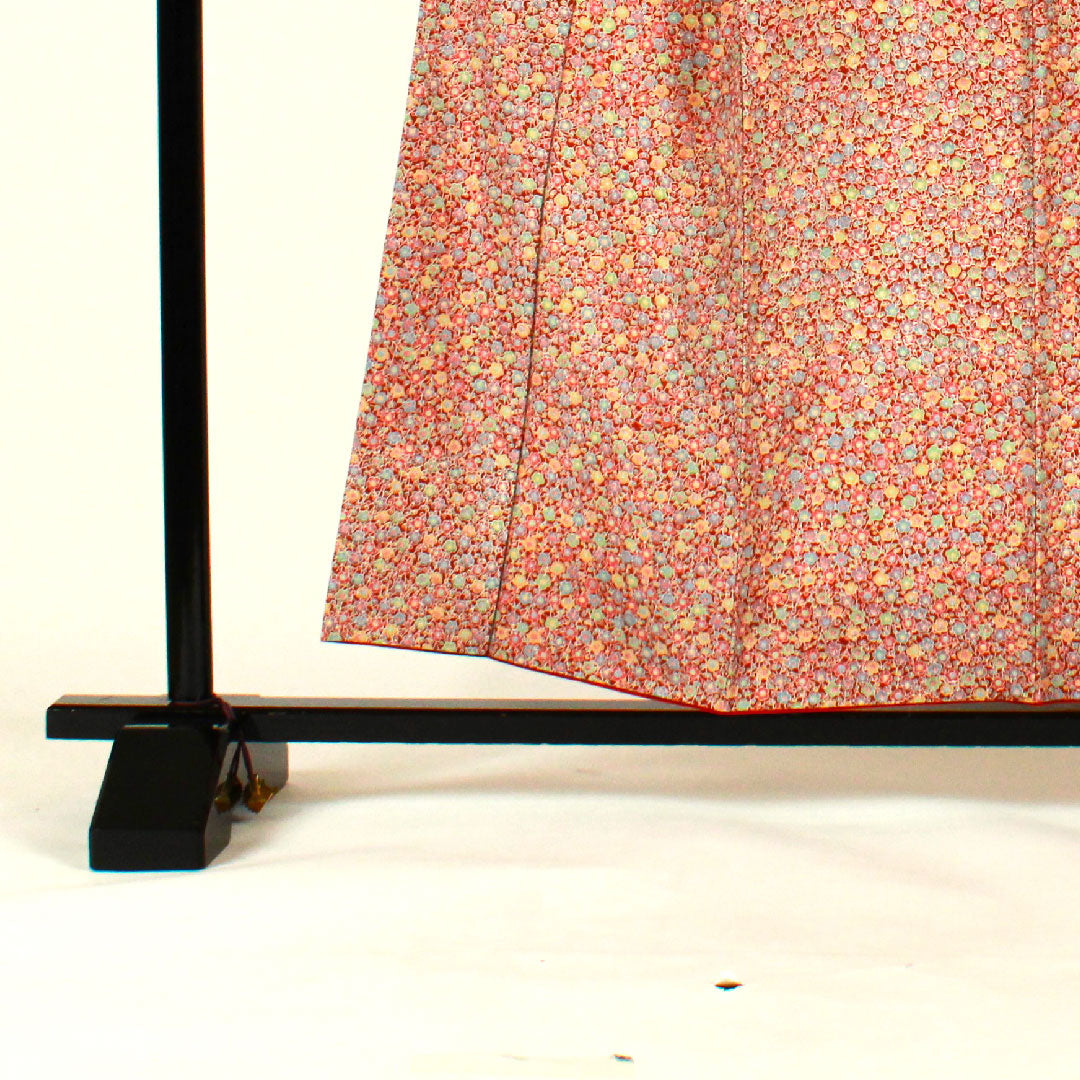 小紋 身丈156.5cm 裄丈61cm 袷  梅模様  ポリ Sランク 茶系 1115000832314