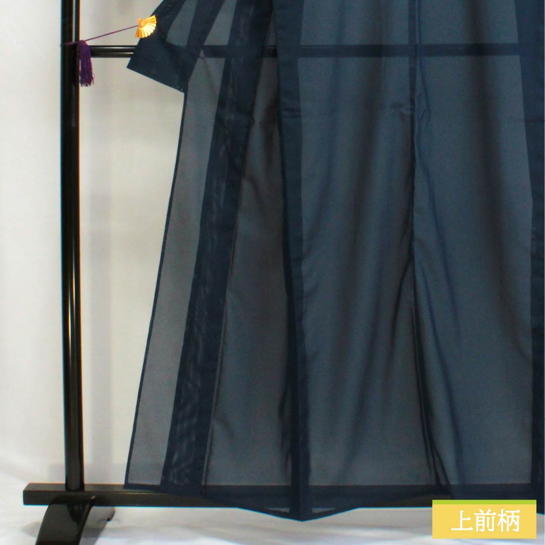 夏物 ポリエステル 色無地 Aランク 身丈159cm 裄丈63cm 印度藍色（いんどあいいろ） 洗える着物 絽 紺系 1132003023318