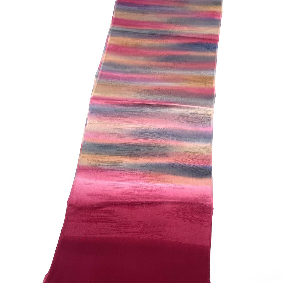 帯揚げ 正絹 Sランク カジュアル 紅鶸色（べにひわいろ） 霞ぼかし 長さ約174cm 幅約29cm ピンク系 1136004582913