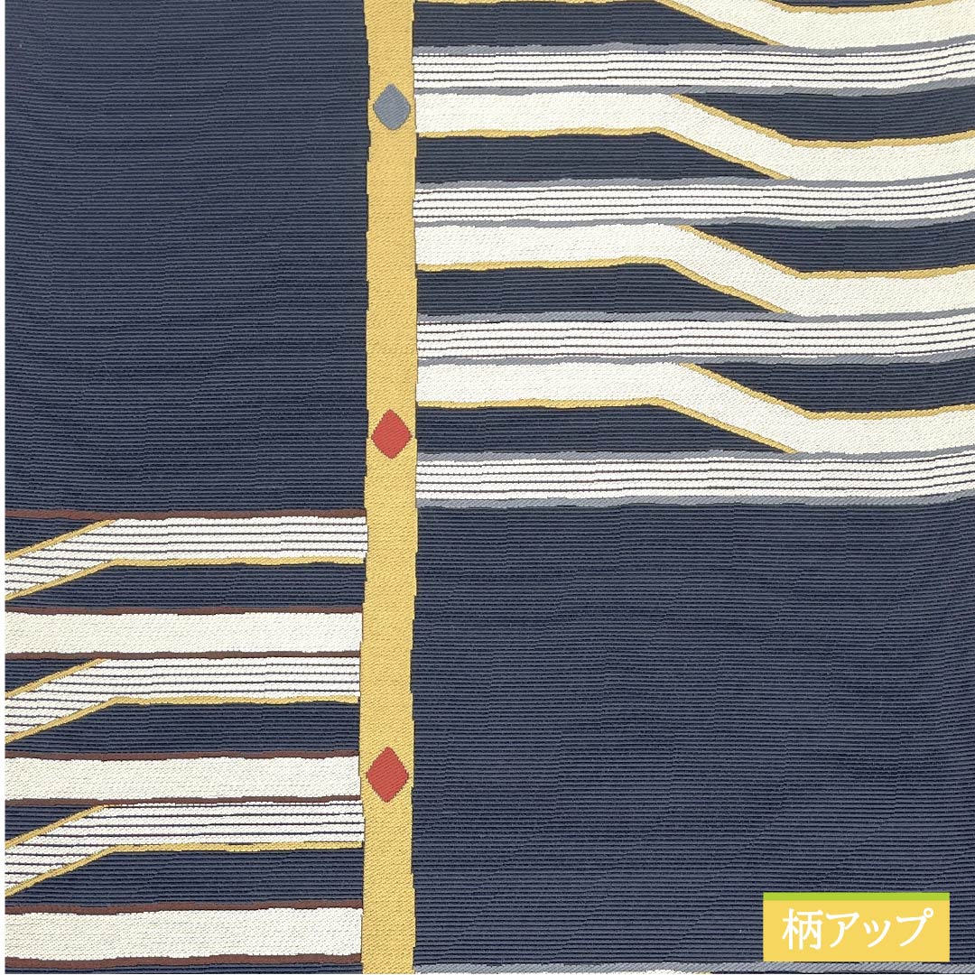 袋帯 正絹 紺滅色（こんけしいろ） 彩楽 幾何学模様 ダイヤ 帯丈442cm Sランク 六通 セミフォーマル 紺系 1123012172318