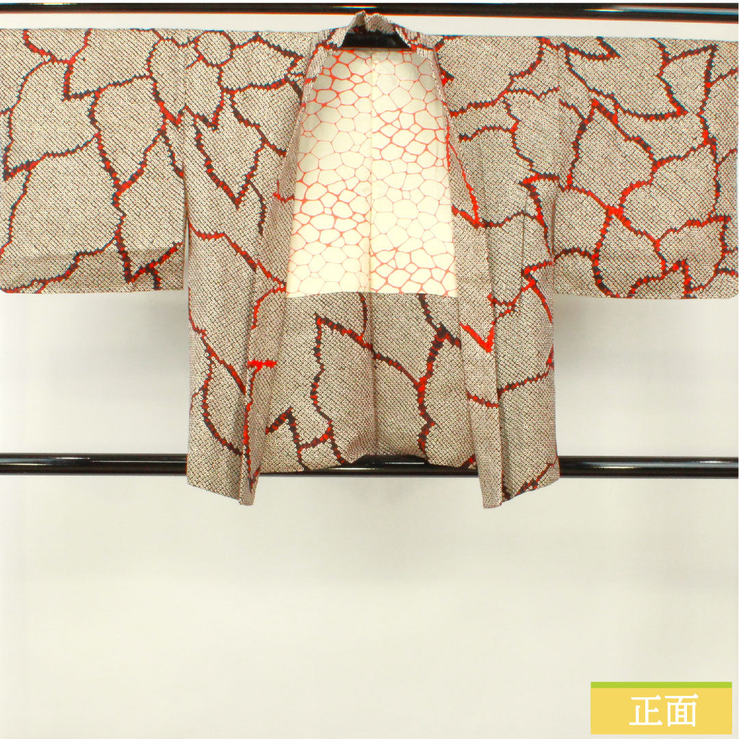 羽織 正絹 身丈78.5cm 裄丈65.5cm 総絞り 抽象模様 しつけ糸付き 未使用品 Sランク 袷 黒系 1117001082910