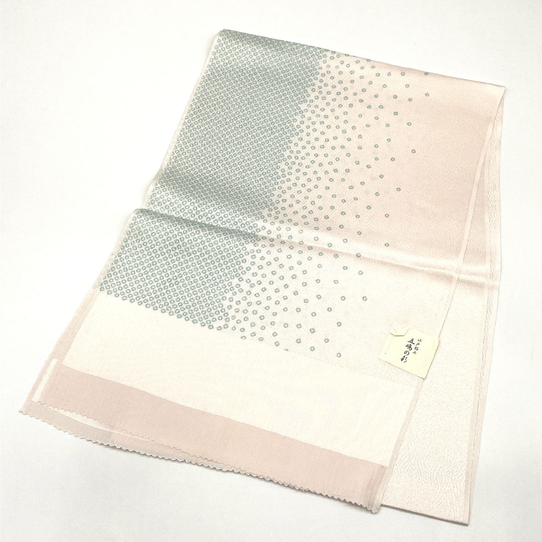 (Like New) Silk Obiage (Sash) - New Rank, Casual, Light Cherry Blossom Color, Goshima Himo, Dyed Hikita Pattern, Classic Pattern, Approximately 184cm Long, Approximately 30cm Wide, Pink, Product Number: 1136001401913