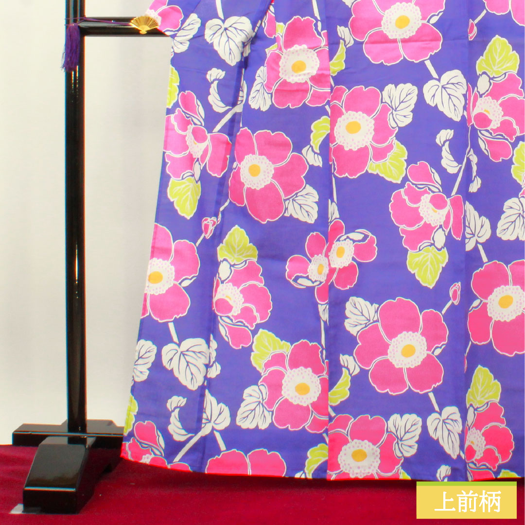 浴衣 木綿 身丈165.5cm 裄丈66cm Sランク 単衣 紫系 杜若色（かきつばたいろ） 1118005162520