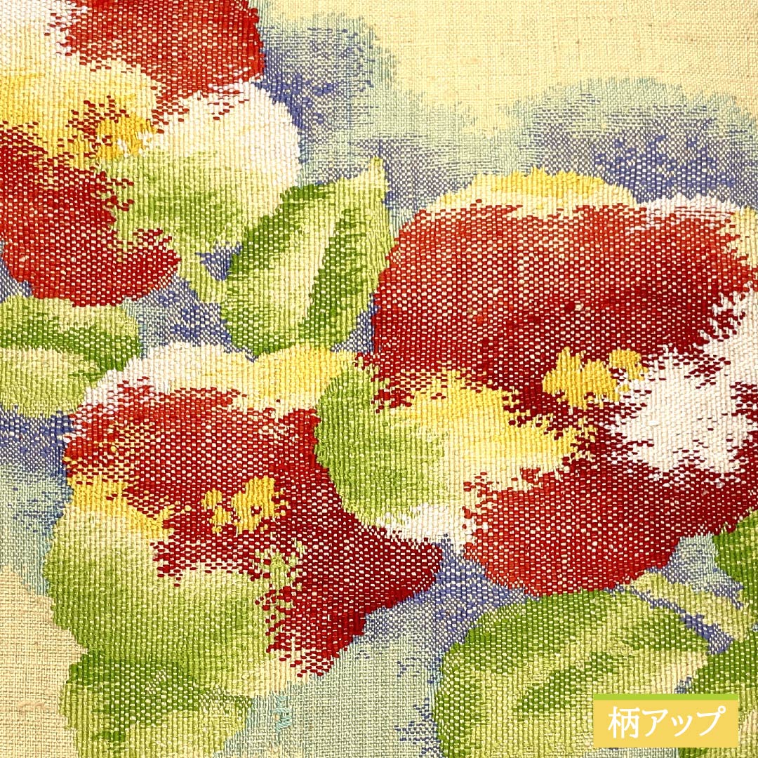 名古屋帯 魚子黄色（ぎょしこういろ） 紬地 花模様 帯丈359cm 正絹 Sランク ポイント柄 カジュアル 黄系 1124008182323 松葉仕立て