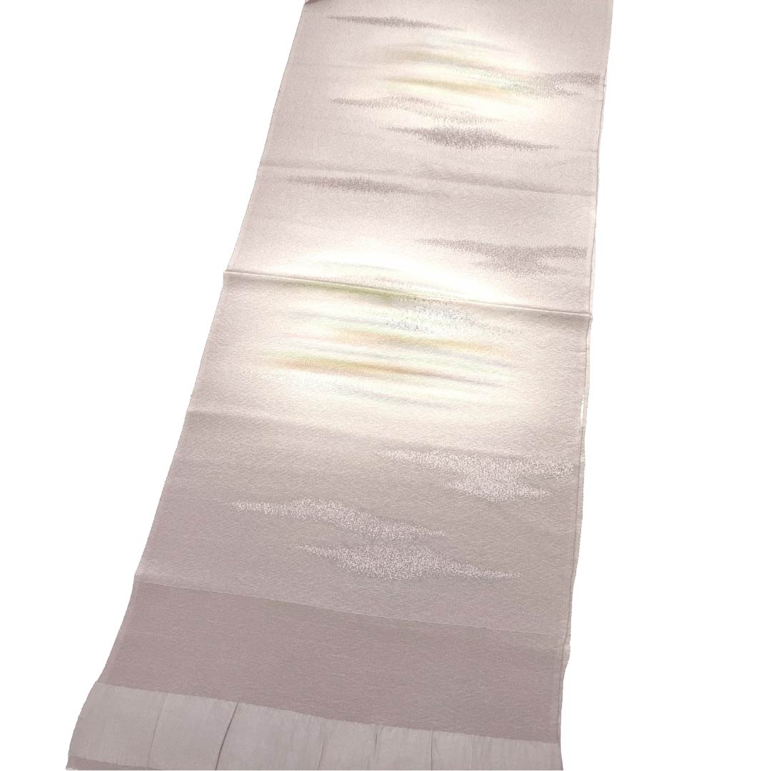 帯揚げ 正絹 Sランク セミフォーマル 小町鼠色（こまちねずいろ） 古典柄 雲  長さ約174cm 幅約32cm グレー系 1136003432922