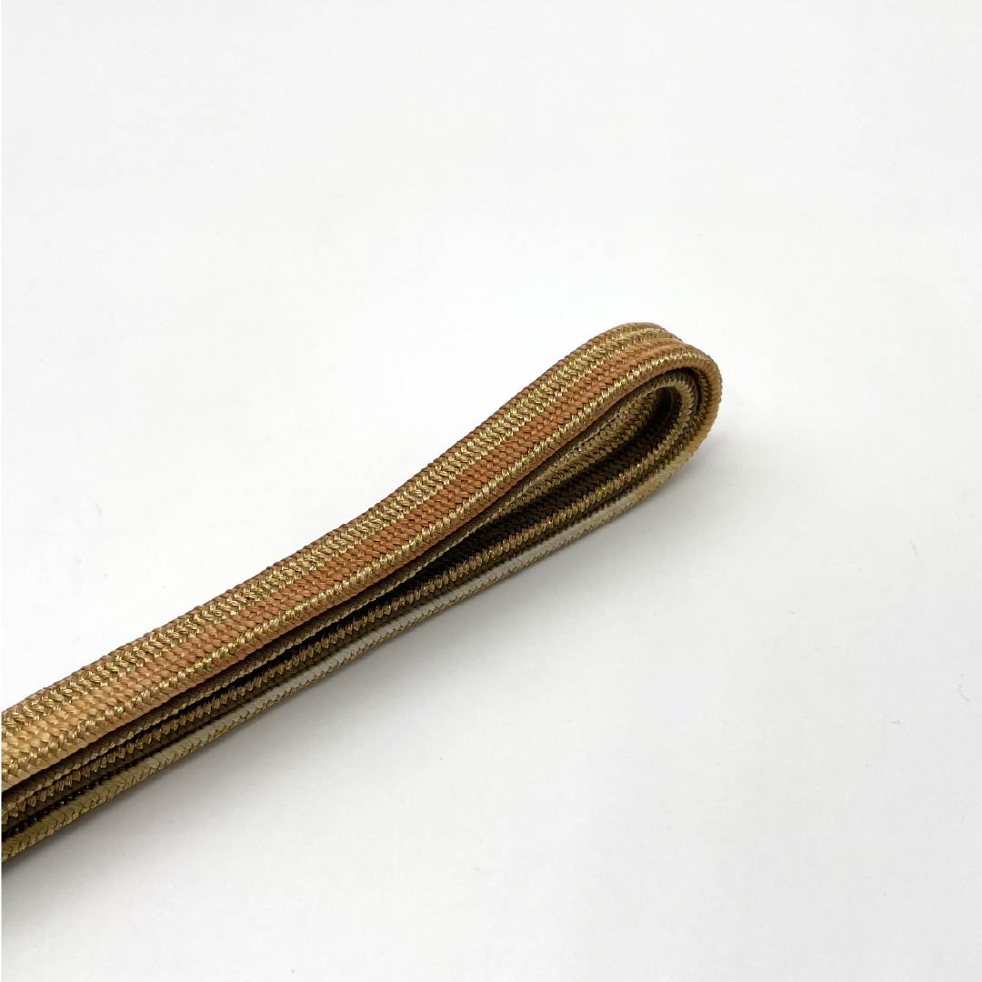 (新品)帯締め 正絹 NEWランク 空五倍子色（うつぶしいろ） 平田組紐 貝ノ口縞遊玄染 撚り房 長さ約159.5cm 幅約1.6cm セミフォーマル 茶系 1135005101314