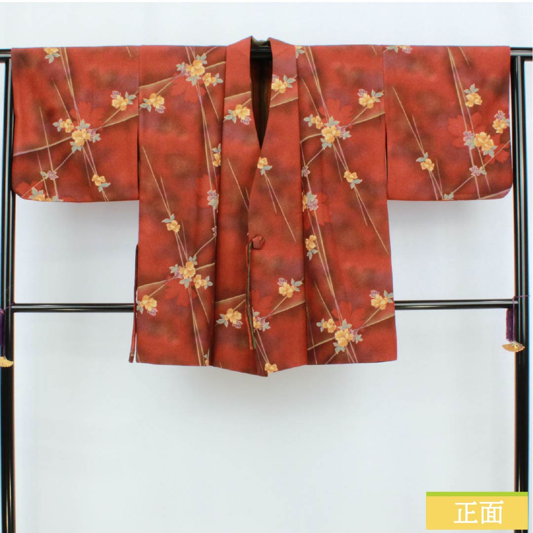 道中着 ポリエステル Sランク 身丈83cm 裄丈66cm リバーシブル 花 縞 袷 グラデーション系 1117001412999