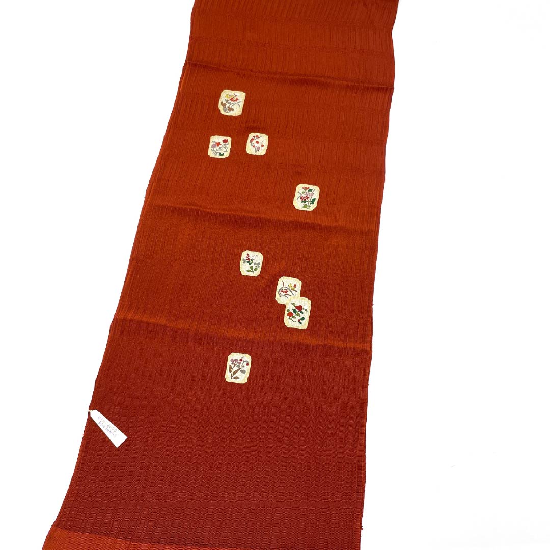 Obiage Silk S Rank Semi-Formal Shōjōcha (Dark Orange-Red) Shikishi Flowers Foil Length approx. 175cm Width approx. 30cm Red-based 1136004462912