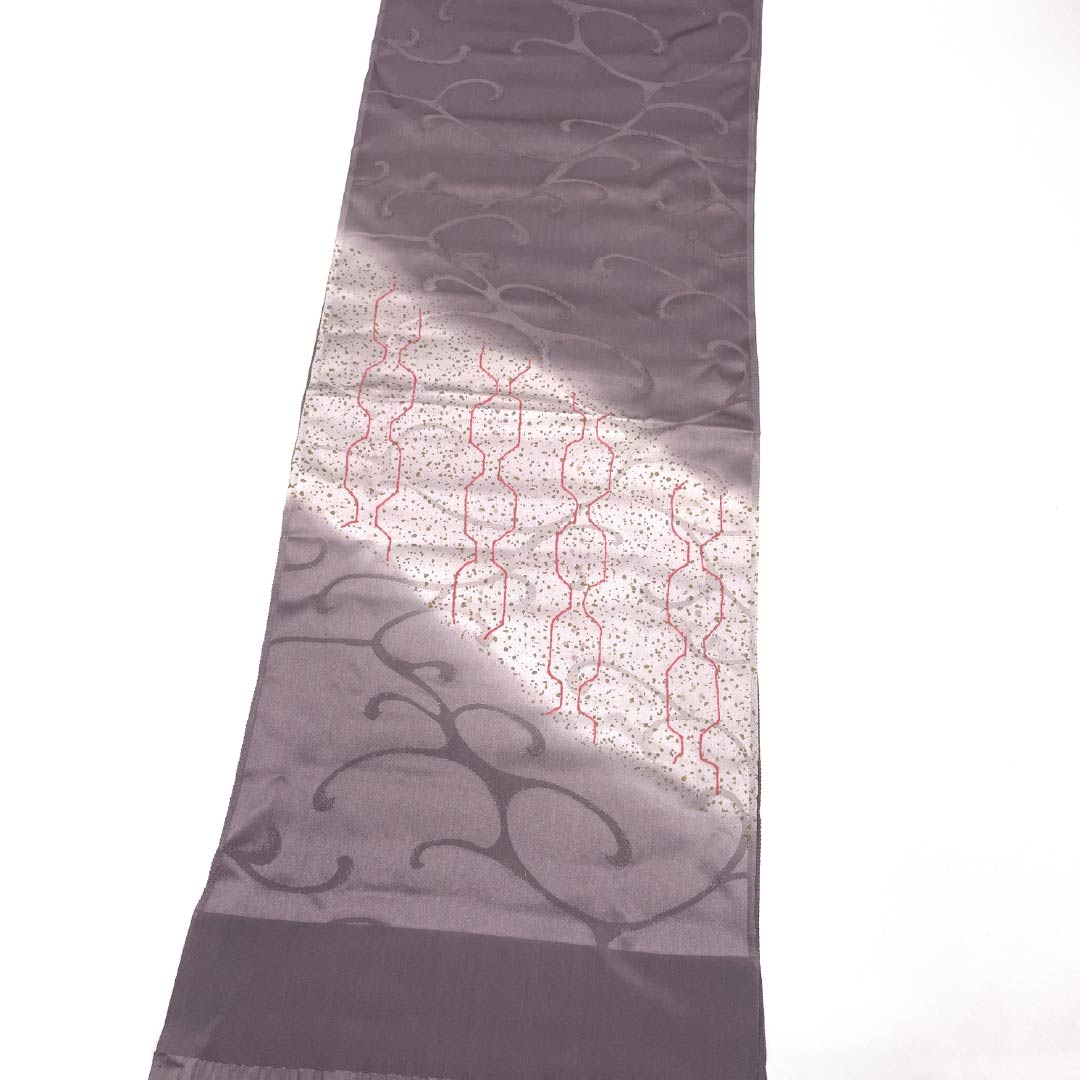 帯揚げ 正絹 Sランク セミフォーマル 鳩羽色（はとばいろ） 幾何学模様 長さ約176cm 幅約29cm 紫系 1136002512920