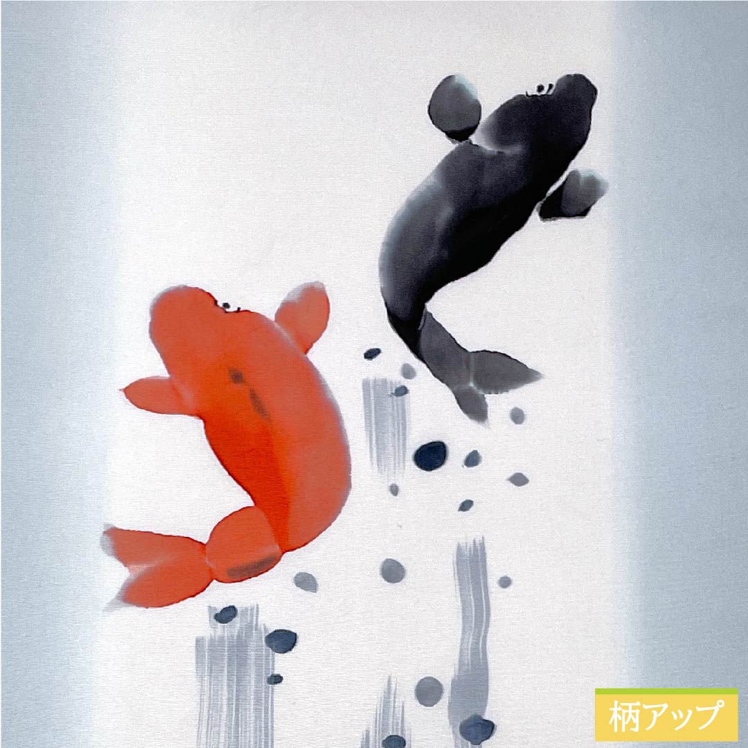 名古屋帯 白藍色 塩瀬 鯉 滝登り 帯丈383cm 正絹 Aランク ポイント柄 カジュアル 水色系 1124005613324  名古屋仕立て