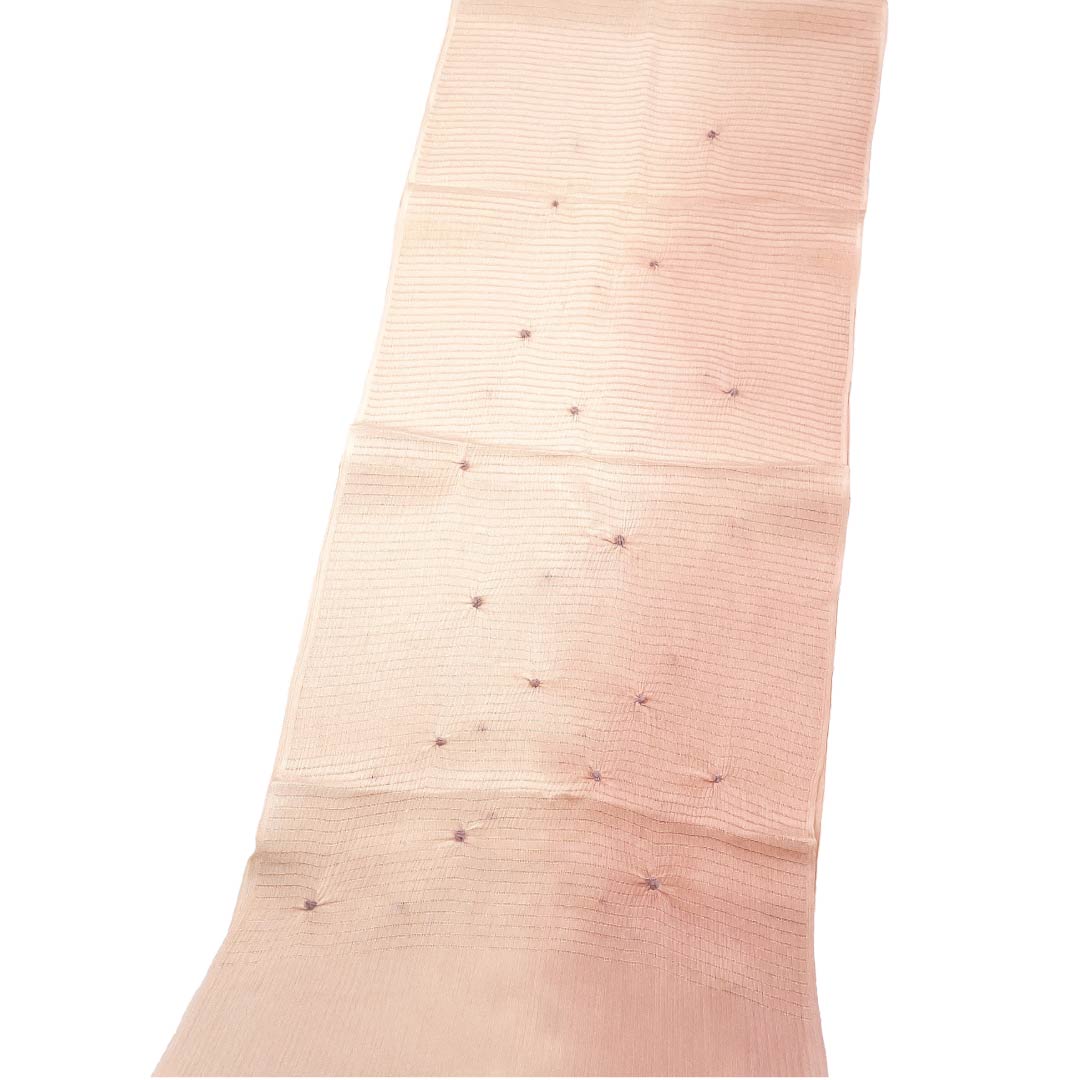 帯揚げ 正絹 Sランク カジュアル 曙色（あけぼのいろ） 夏用 絽 部分絞り 長さ約168cm 幅約27cm ピンク系 1136004842913