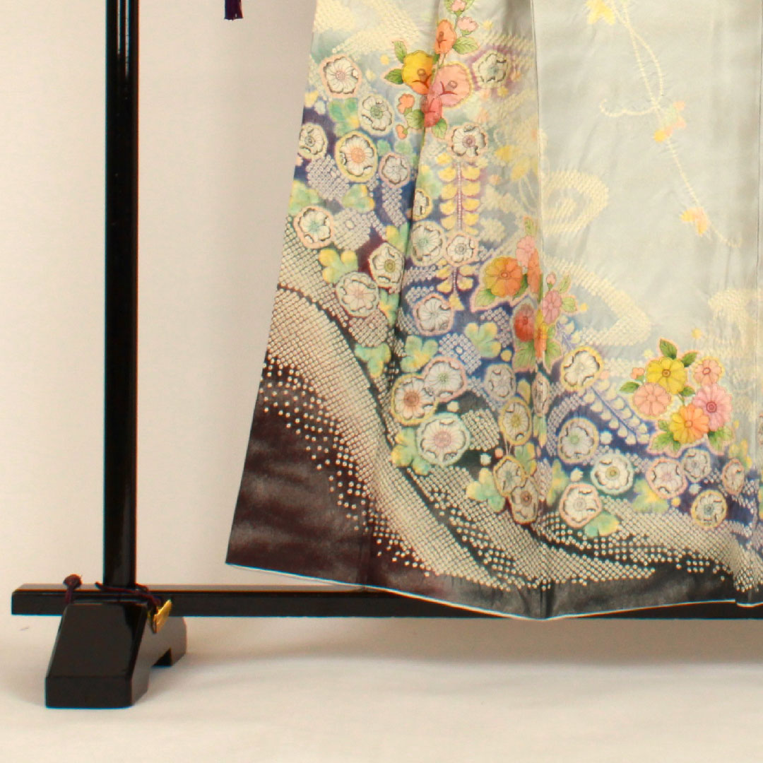 訪問着 袷 身丈159cm 裄丈66cm 辻ヶ花 銀通し 作家物 正絹 Sランク グレー系 1112000532322