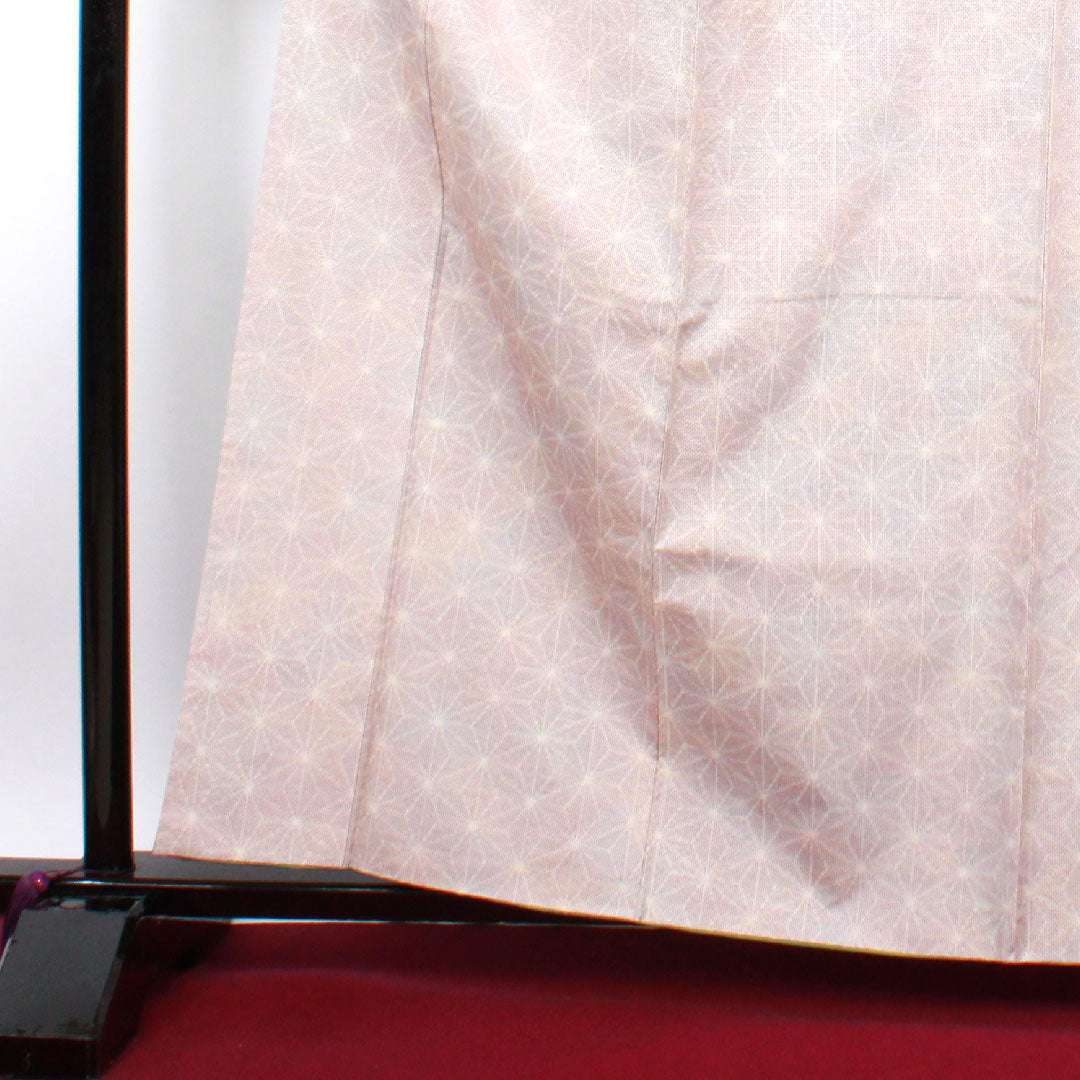 紬 身丈164cm 裄丈61.5cm 鴇鼠色 一斤染色 麻の葉模様 正絹 Aランク 袷 グラデ 1116001773499