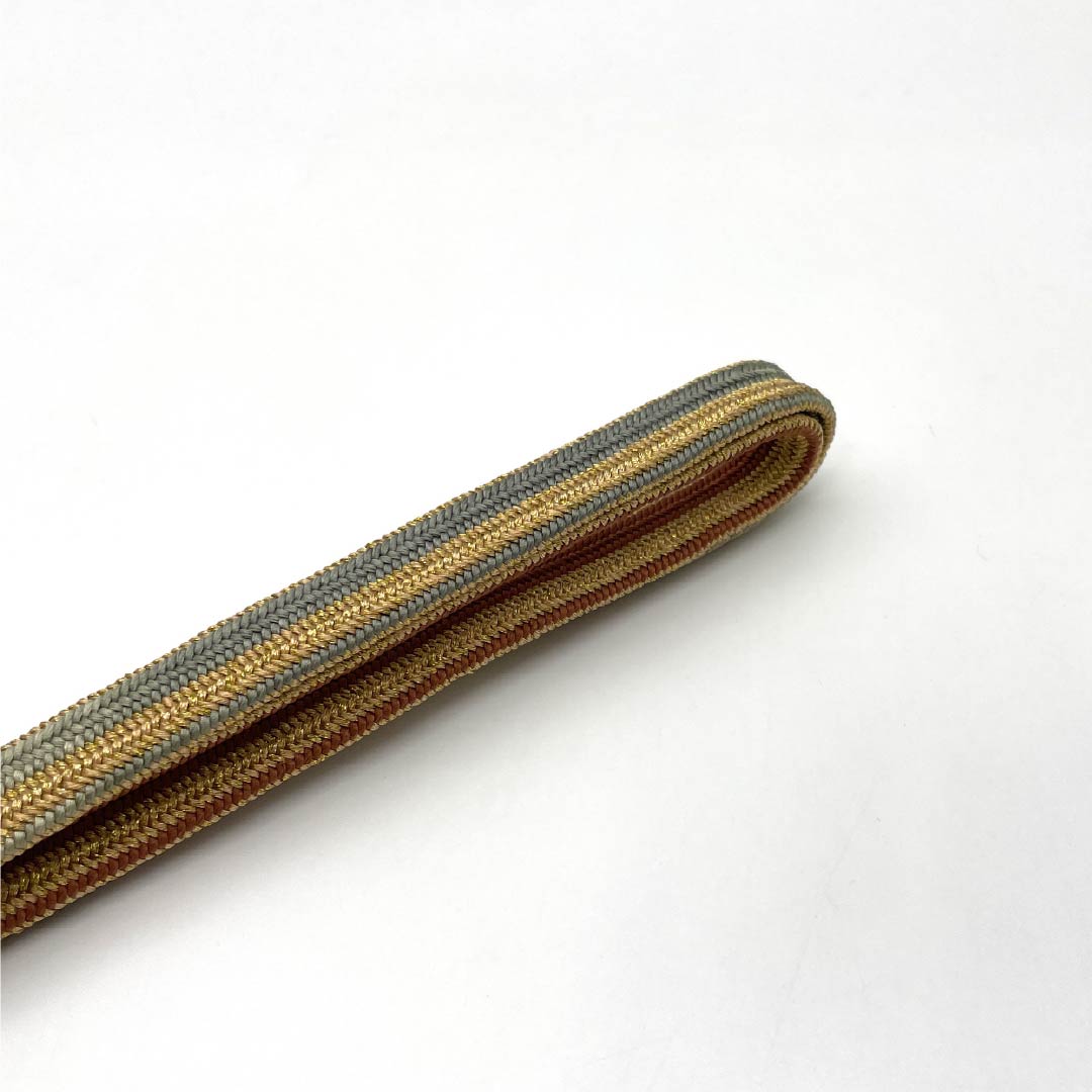 (新品)帯締め 正絹 NEWランク 樺色（かばいろ） 平田組紐 貝ノ口縞遊玄染 撚り房 長さ約157.5cm 幅約1.5cm セミフォーマル 茶系 1135005131314
