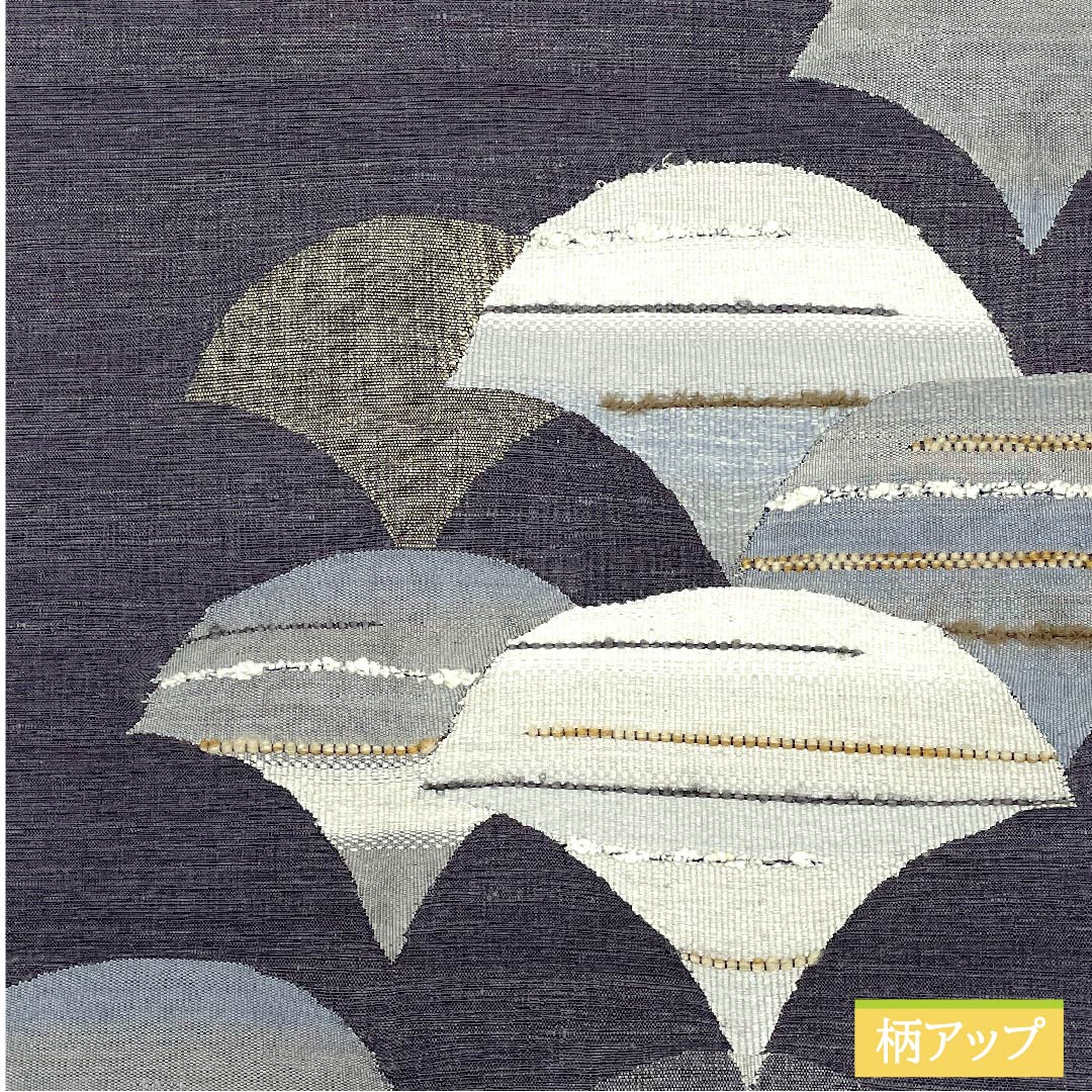 袋帯 正絹 灰紫色（はいむらさきいろ） 扇面 帯丈454cm Aランク ポイント柄 カジュアル グレー系 1123011533422