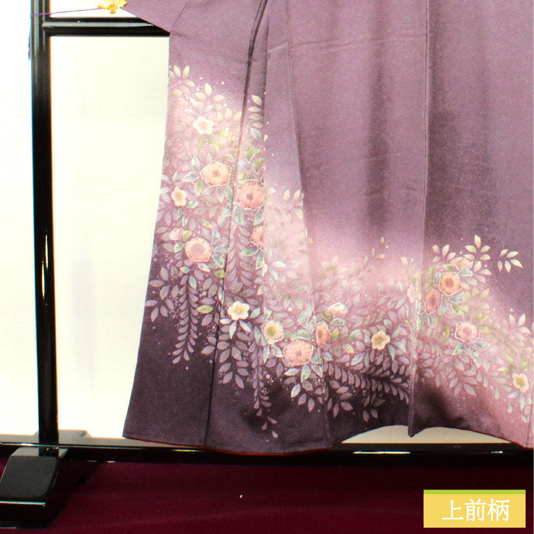 訪問着 正絹 袷 身丈154.5cm 裄丈67cm 滅紫色（けしむらさきいろ） 辻ヶ花 Aランク 紫系 1112004753220