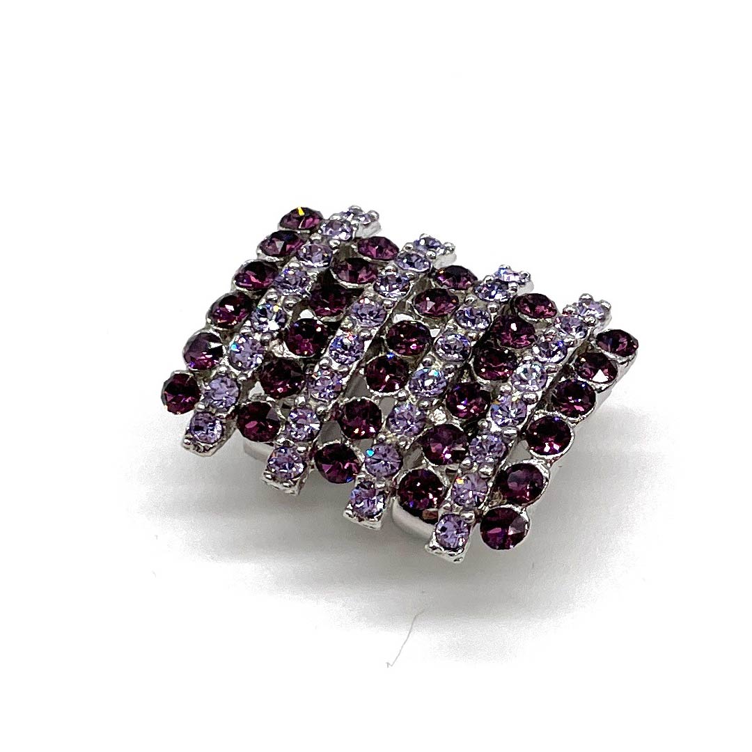 (New old stock) Obi clasp, glass, casual, Swarovski, rectangular, striped, length approx. 2cm, width approx. 2.5cm, S rank, pink, 1137001112913