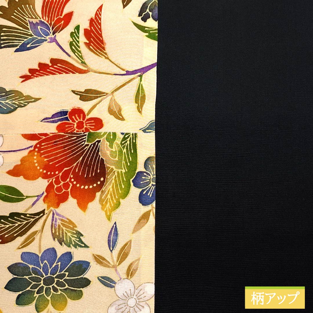 名古屋帯 尾花色（おばないろ） 染め帯 創作帯 花模様 帯丈421cm 正絹 Bランク 全通 カジュアル クリーム系 1124008154415 名古屋仕立て