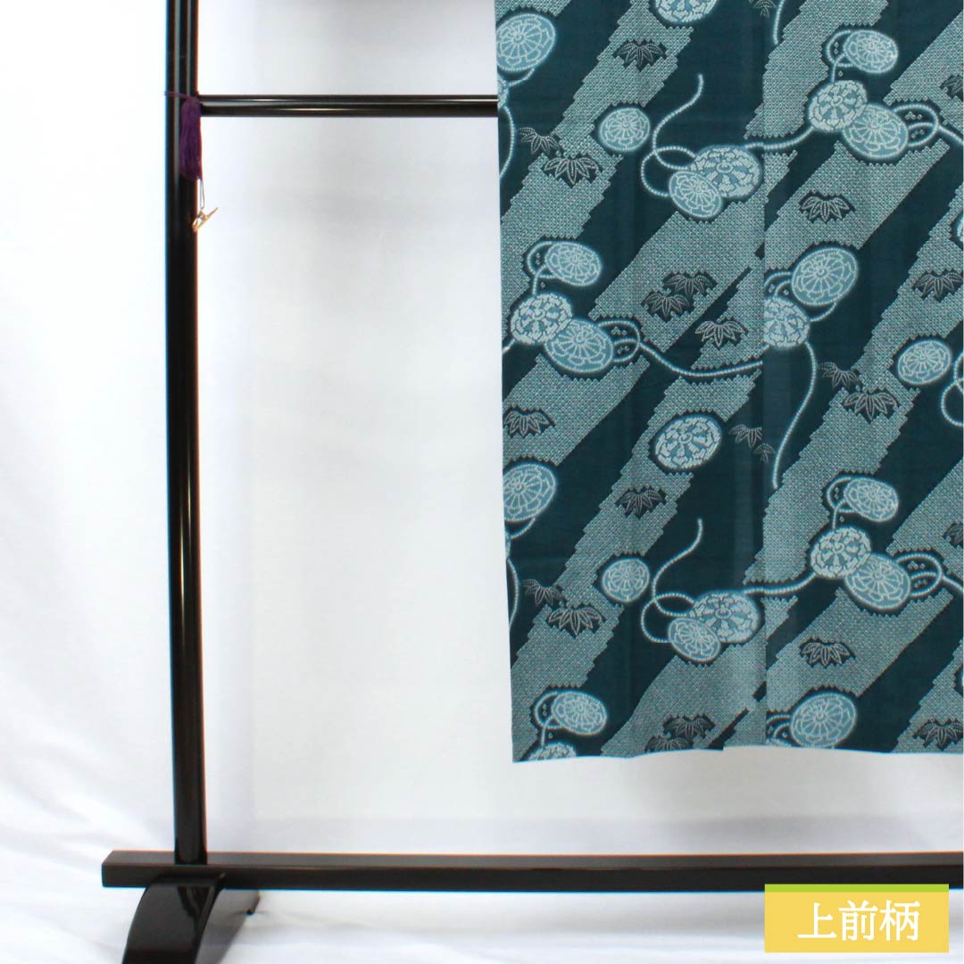 Men's wool nagajuban (long under-kimono), S-rank, length 138.5cm, sleeve length 35.5cm, Korai Nandou color (Korainando color), pine and hikida patterns, single layer, blue, 1140000712317