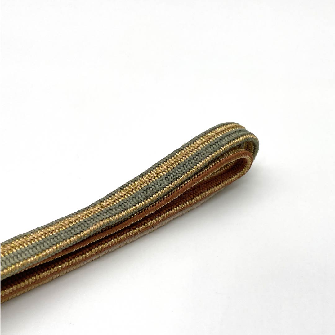 (新品)帯締め 正絹 NEWランク 樺色（かばいろ） 平田組紐 貝ノ口縞遊玄染 撚り房 長さ約161cm 幅約1.5cm セミフォーマル 茶系 1135005111314