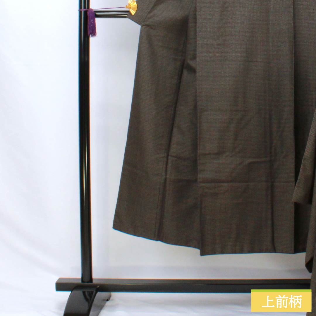 男物 正絹 Sランク 身丈143cm 裄丈67cm  亀甲模様 アンサンブル 袷 黒系 1119000942410