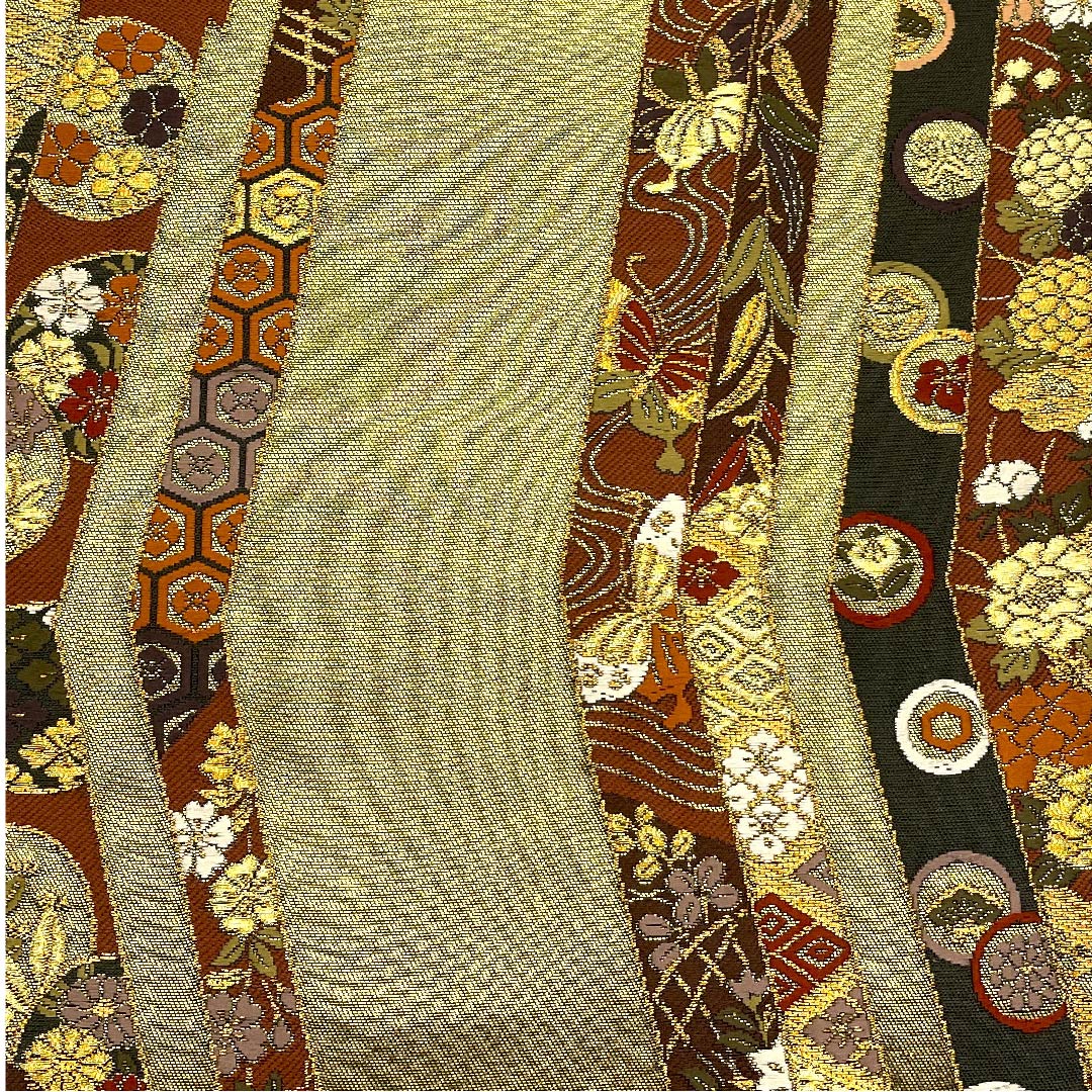 袋帯 金色 本金箔 献上松皮流し文 吉祥文様 帯丈433cm 正絹 Aランク 六通 フォーマル 金系 1123005613321