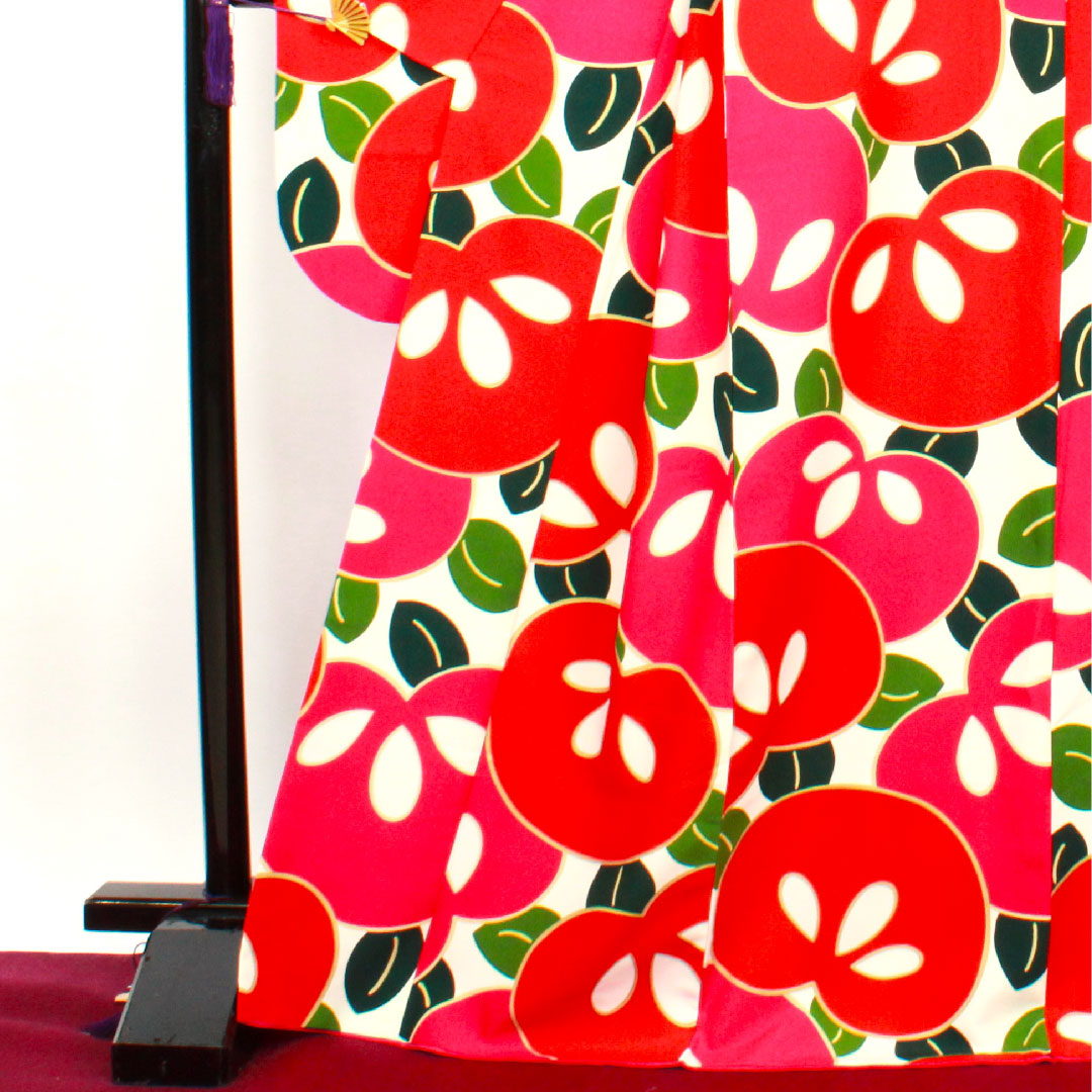 振袖 身丈167.5cm 裄丈67.5cm 袷  洗える着物 橘  ポリ Sランク 白系 1113001432511