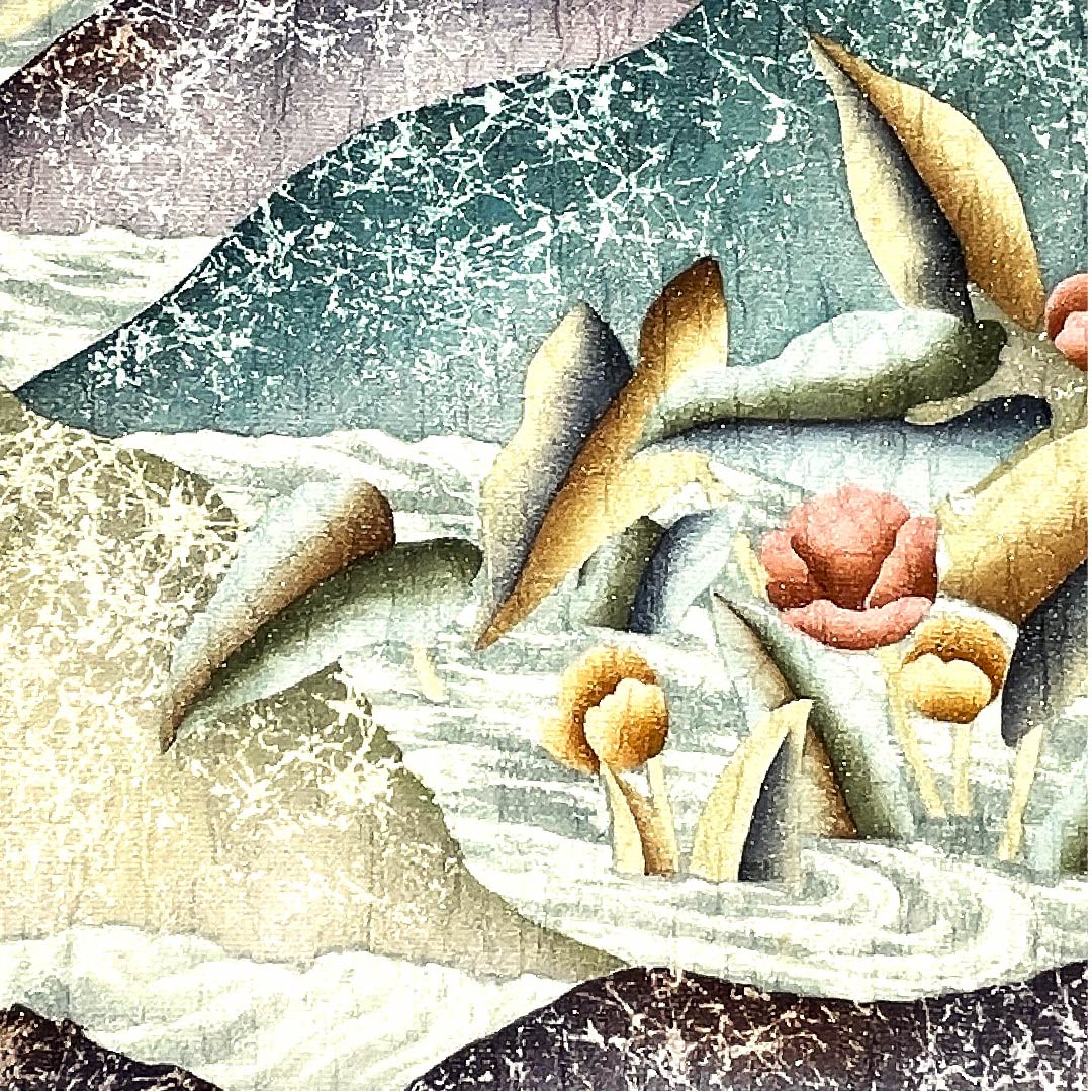 袋帯 ふくれ織り 抽象模様 ラメ 帯丈434cm 正絹 Bランク 六通 カジュアル グラデーション系 1123003064399