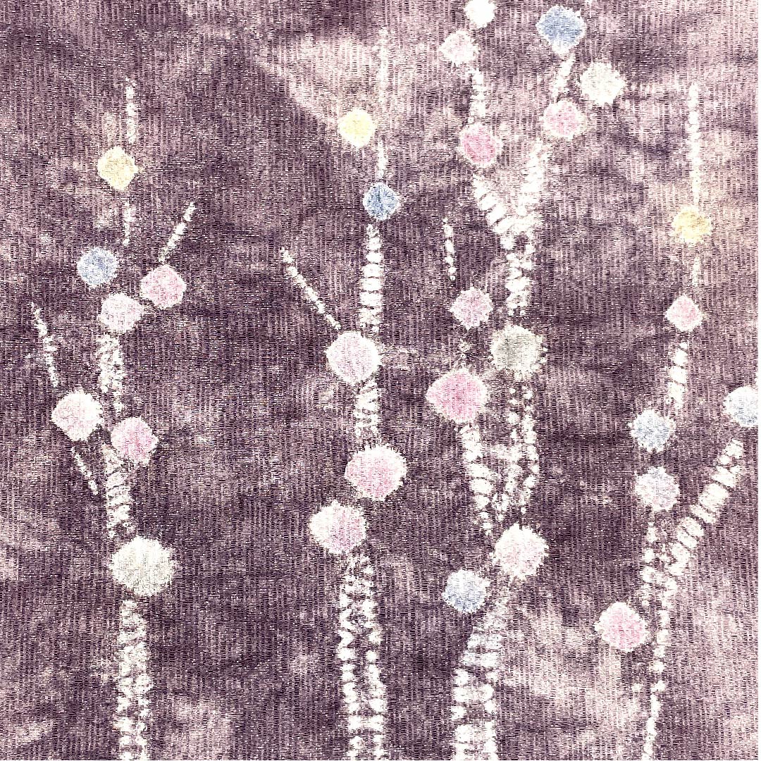 袋帯 鳩羽色（はとばいろ） 絞り 抽象模様 帯丈452cm 正絹 Sランク ポイント柄 カジュアル 紫系 1123003042420