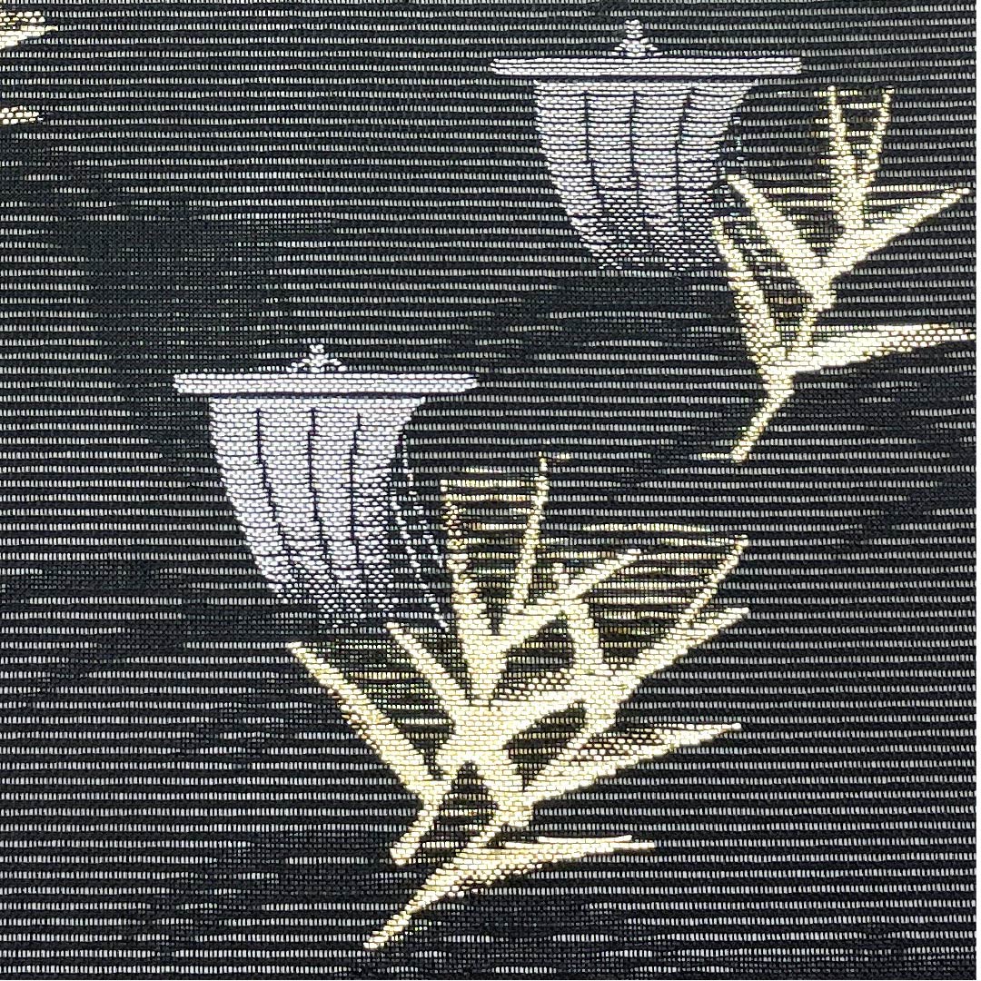 袋帯 夏帯 黒色 帆舟 夏物 帯丈444cm ポリエステル Aランク 六通 セミフォーマル 黒系 1123008553310