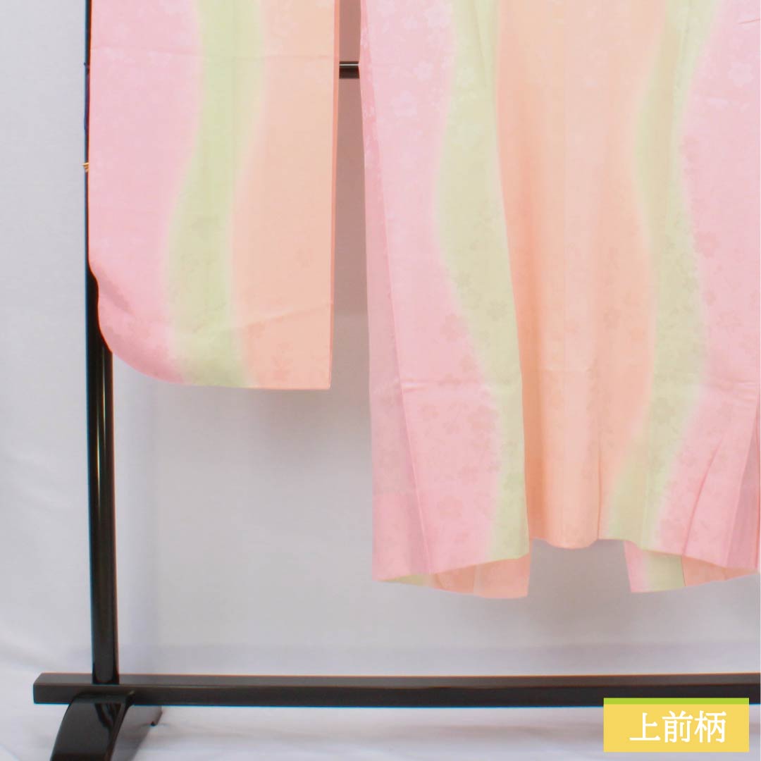 長襦袢 正絹 Sランク 身丈133cm 裄丈66cm 単衣 ボカシ染 桜 半衿付き グラデーション系 1129000732499