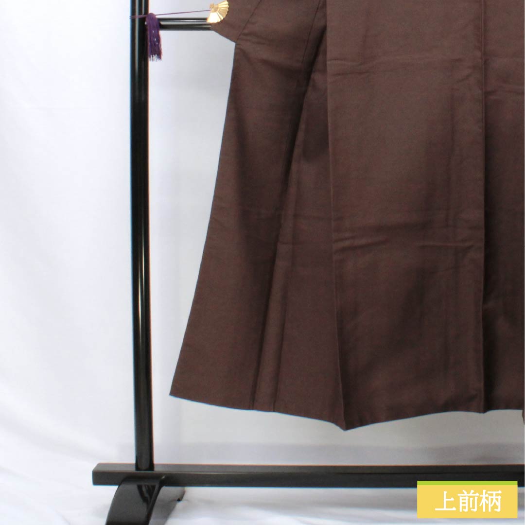 男物 正絹 Sランク 身丈143cm 裄丈66cm  焦色（こがれいろ） 紬地 アンサンブル 袷 茶系 1119001022414