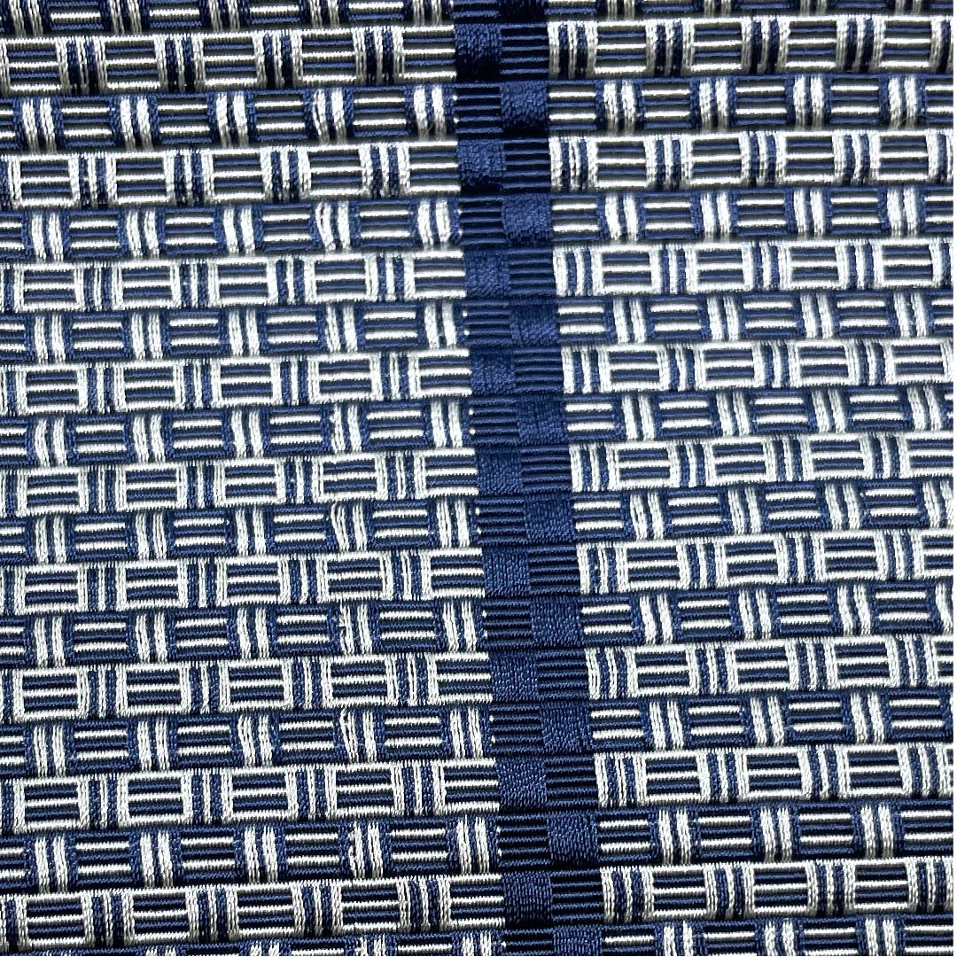 角帯 ポリエステル 鉄葡萄色（てつぶどういろ） 幾何学模様 帯丈392cm 幅9.5cm Sランク 紺系 1134000012918