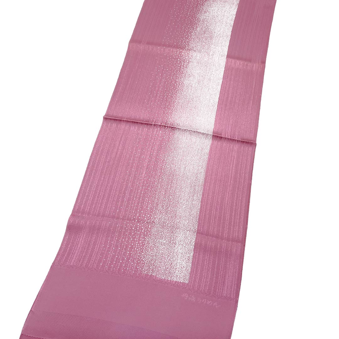 （新古品）帯揚げ 正絹 NEWランク カジュアル 滅紅色（めっこういろ） 縞 丹後ちりめん  長さ約176cm 幅約30.5cm 紫系 1136003191920