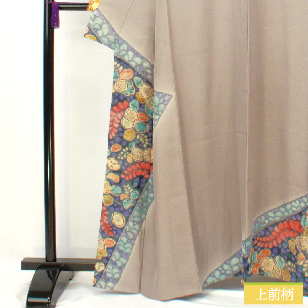 訪問着 正絹 袷 身丈159.5cm 裄丈64.5cm 紫鼠色（むらさきねずいろ） 辻ヶ花 金通し Aランク グレー系 1112005063322