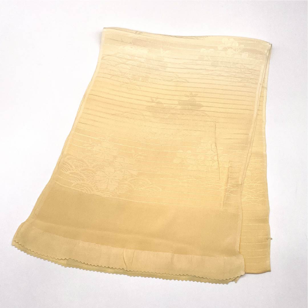 Obiage Silk S-Rank Semi-Formal Mitsudasou-iro (Lead Oxide Color) Summer Nadeshiko Seigaiha Length approx. 170cm Width approx. 29.5cm Beige 1136003092925