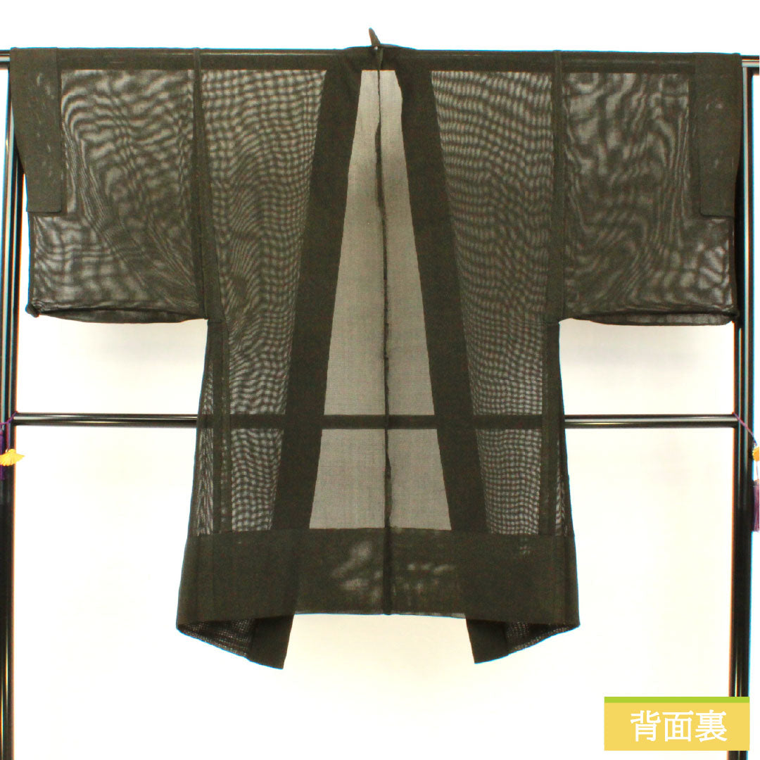 男物 正絹 Aランク 身丈104cm 裄丈67cm 黒橡色（くろつるばみいろ） 緑系 1119001563119