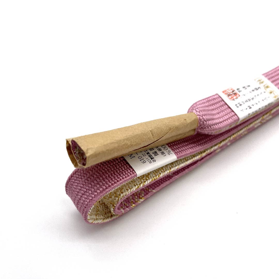 （新古品） 帯締め 正絹 四分紐 洎夫藍色（さふらんいろ） 特選金銀糸使用 新古品 長さ約162cm 幅約1.5cm セミフォーマル Sランク ピンク系 1135001832913