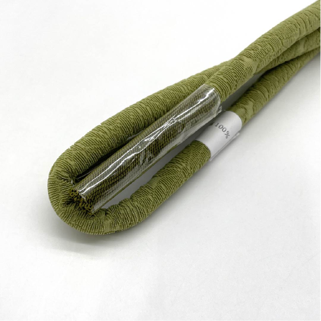 （新古品） 帯締め 正絹 NEWランク 呉竹鼠色（くれたけねずいろ） 丸ぐけ 輪奈ビロード 長さ約172cm 幅約1cm カジュアル 緑系 1135004661419