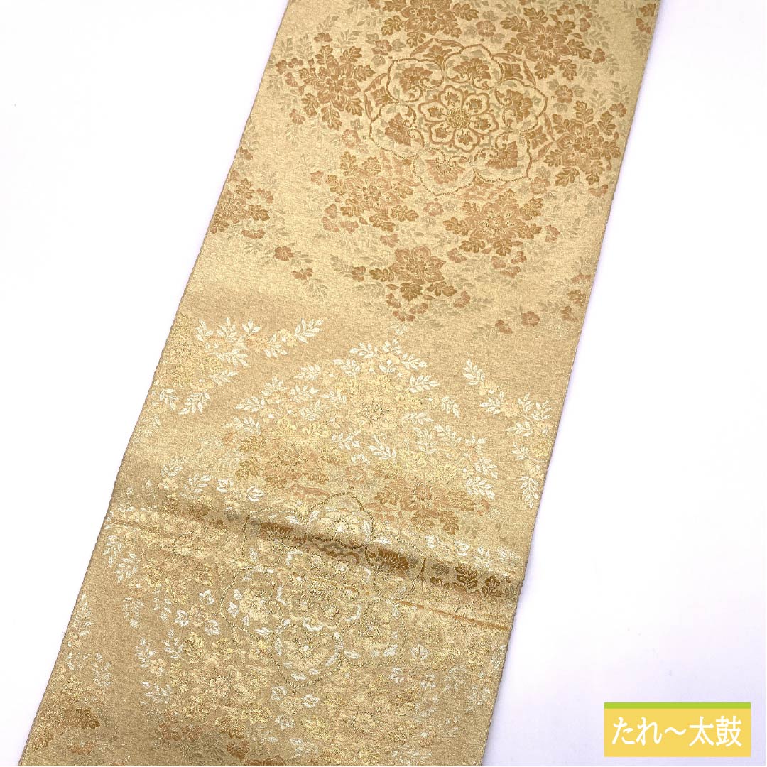 袋帯 正絹 留袖用 宝相華 華文 帯丈436cm Sランク 六通 フォーマル 金系 1123013742321