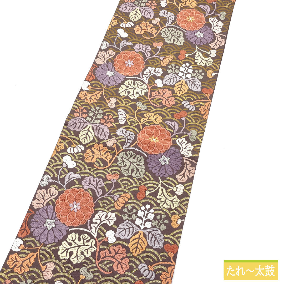 袋帯 正絹 Aランク 紅消鼠色（べにけしねずいろ） 唐織 慶長柄   帯丈424cm 六通 セミフォーマル 紫系 1123016543320