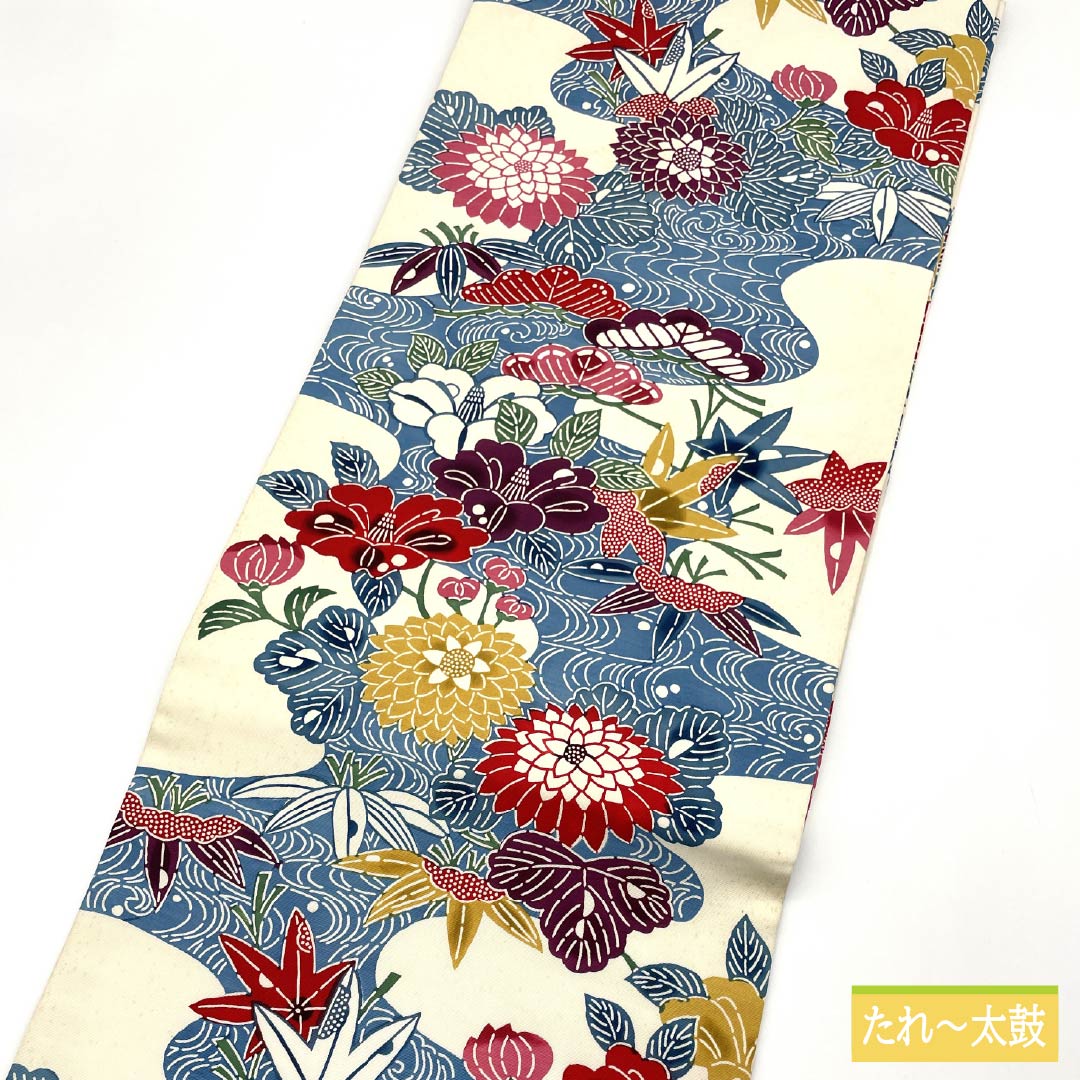 正絹 名古屋帯 両面 東京紅型風 花ぼかし 南天 極上 逸品 未使用品 正絹 名古屋帯 両面 東京紅型風 花ぼかし 南天 極上 逸品 未使用